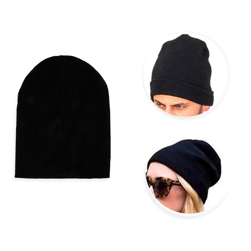 Touca De Frio Lisa Preta Gorro De Lã Inverno