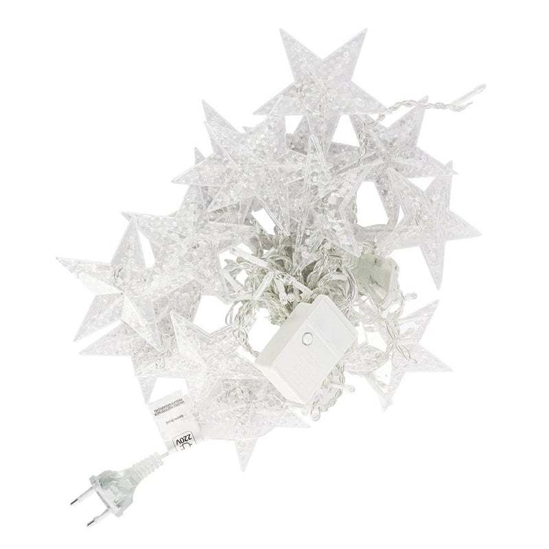 Cascata em V Estrela Natal 3 Metros 8 Funções 136 LEDs Branco Quente 220v