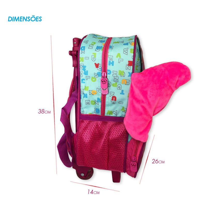 Mochila Infantil Escolar Borboleta Rodinha Rosa