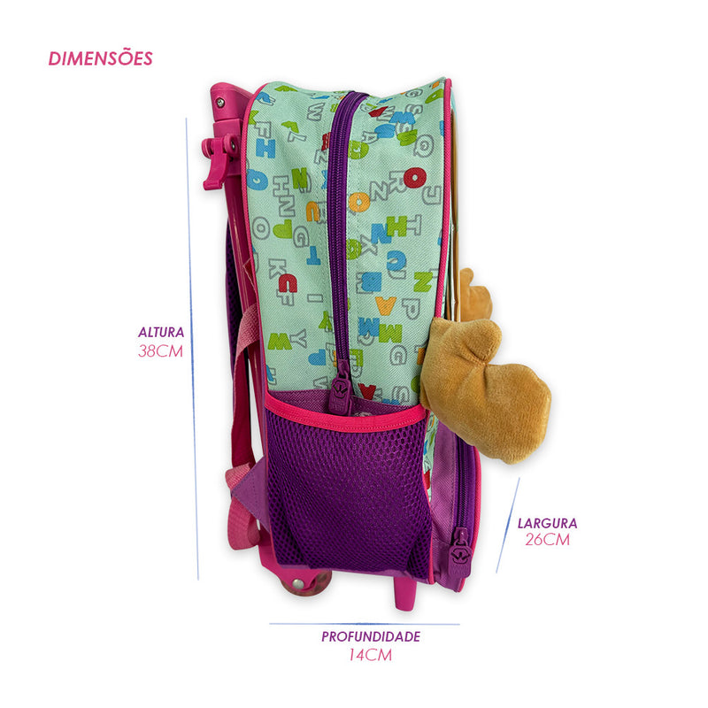 Mochila Infantil Escolar Rena Rodinha Rosa