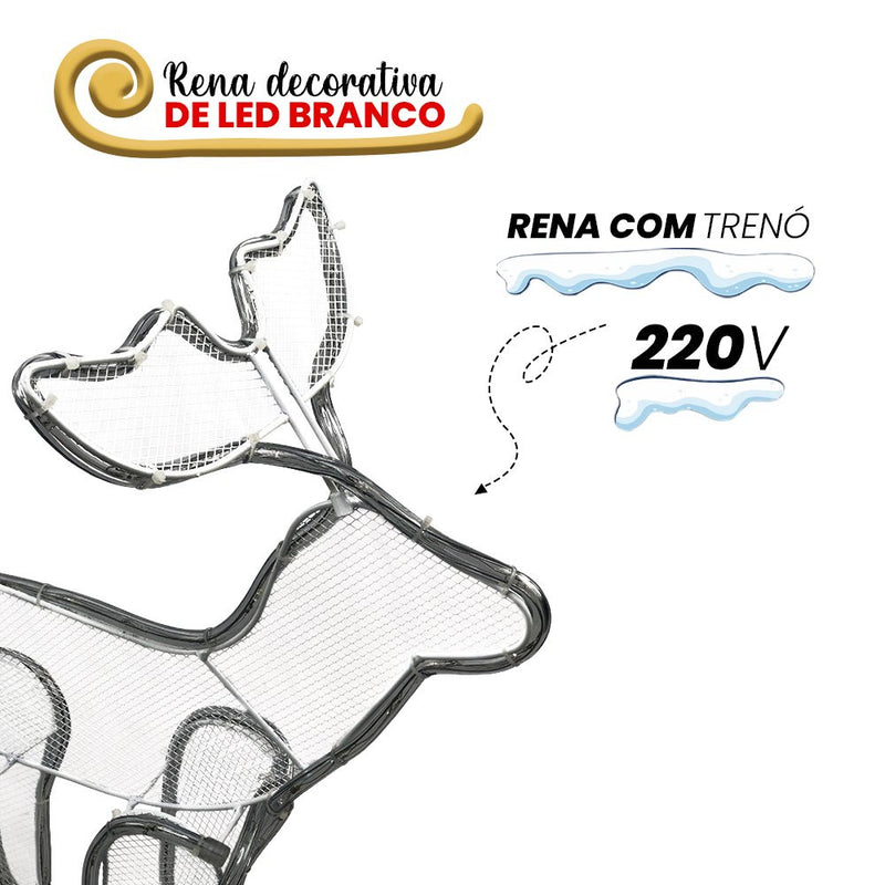 Armação de Rena com Trenó Natalina Led 220v