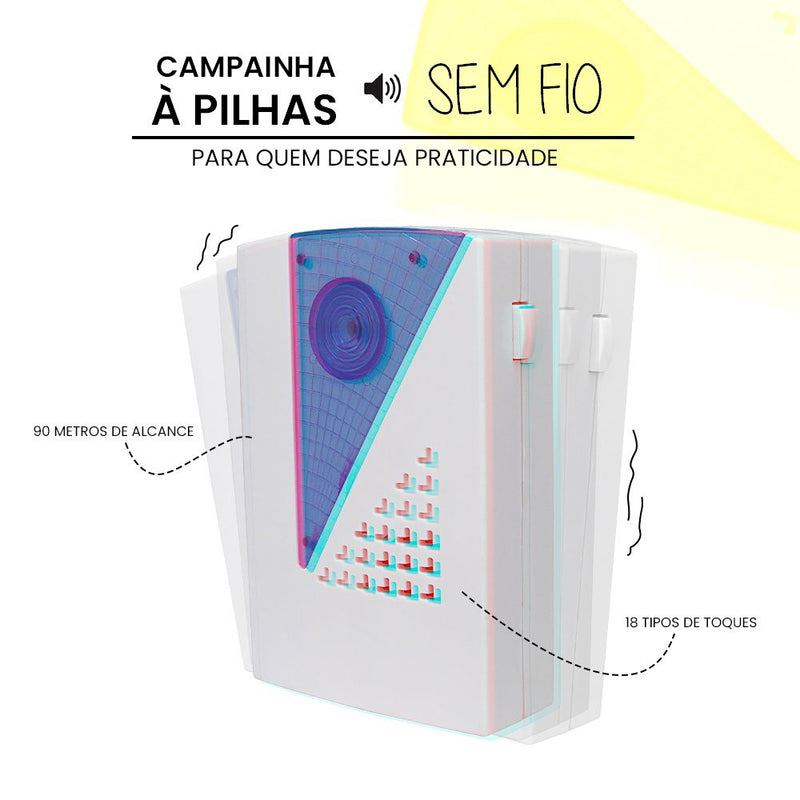 Campainha Residencial Wireless Sem Fio Resistente Água Wifi