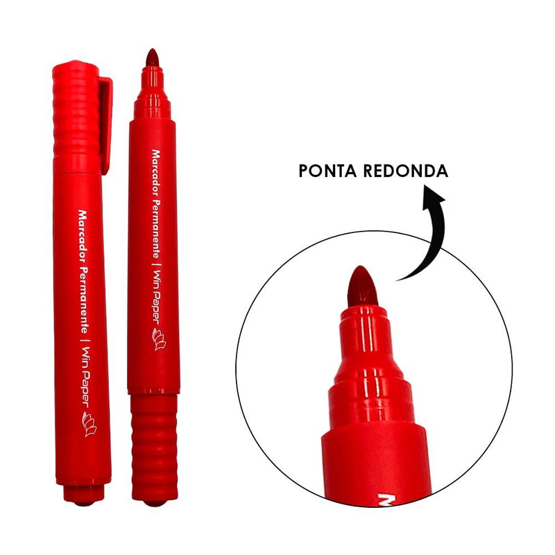 Caneta Marcador Permanente Retroprojetor com 12 Unidades - Vermelho