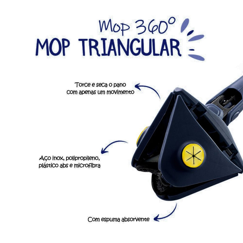 Mop Esfregão 360° Triangular Giratório