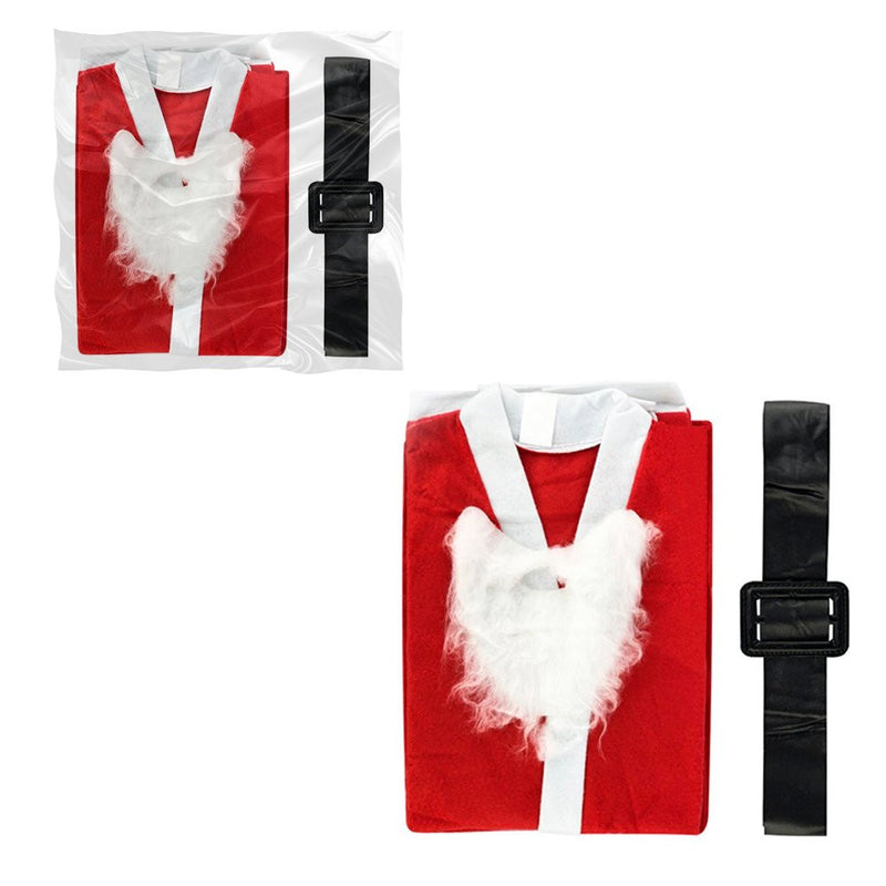 Roupa de Papai Noel de Feltro Tamanho Único com Blusão, Calça, Gorro, Cinto e Barba