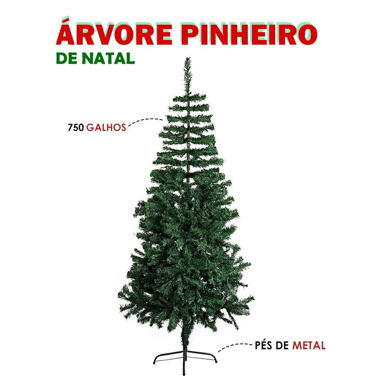 Árvore De Natal Pinheiro Luxo 1,80 Altura 750 Galhos