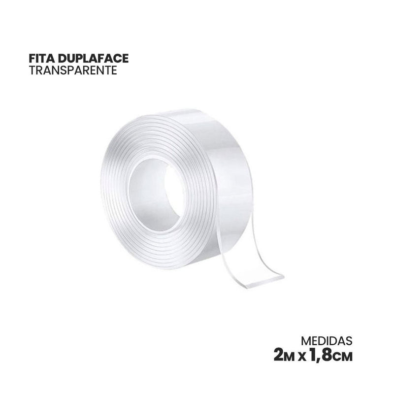 Fita Dupla Face Extra Forte Transparente 18mm X 2 Mts