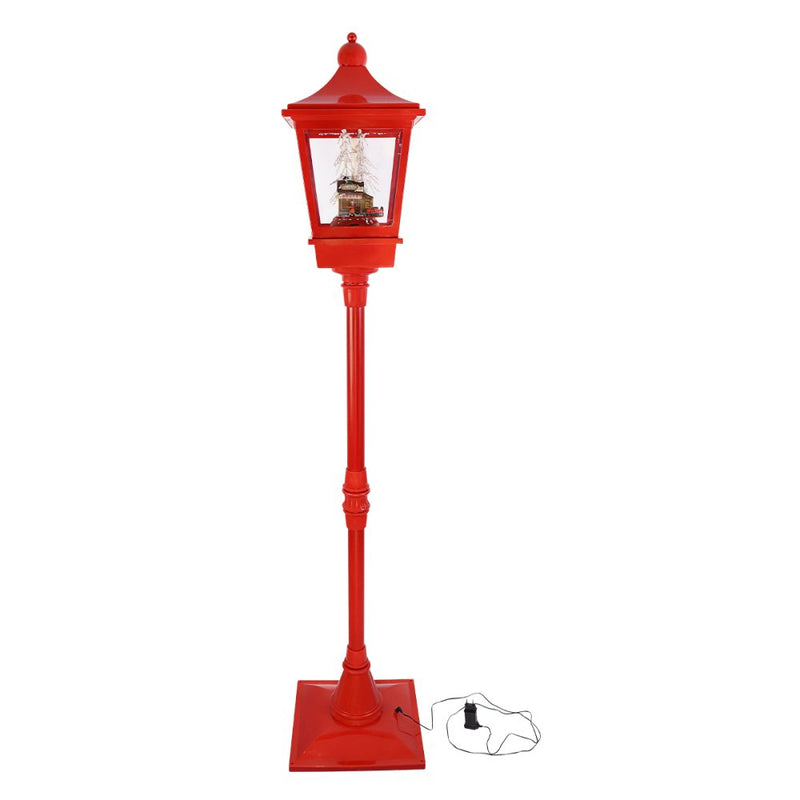 Poste Natalino Musical Bivolt 1,85m Com Luz E Neve - Vermelho