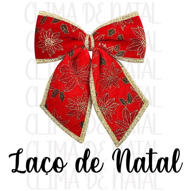 Laço Grande Texturizado para Enfeite de Natal Vermelho e Dourado